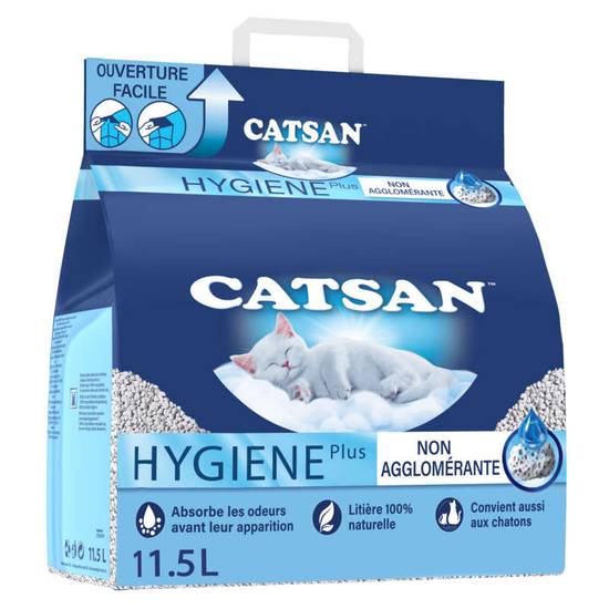 Catsan hygiène plus litière pour chat haute absorption des liquides et odeurs 11.5 L