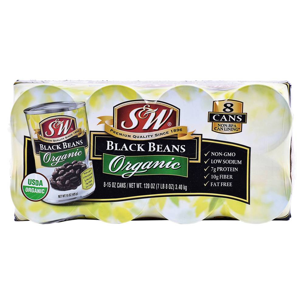S&W, Organic Black Beans, 15 oz, 8-Count
