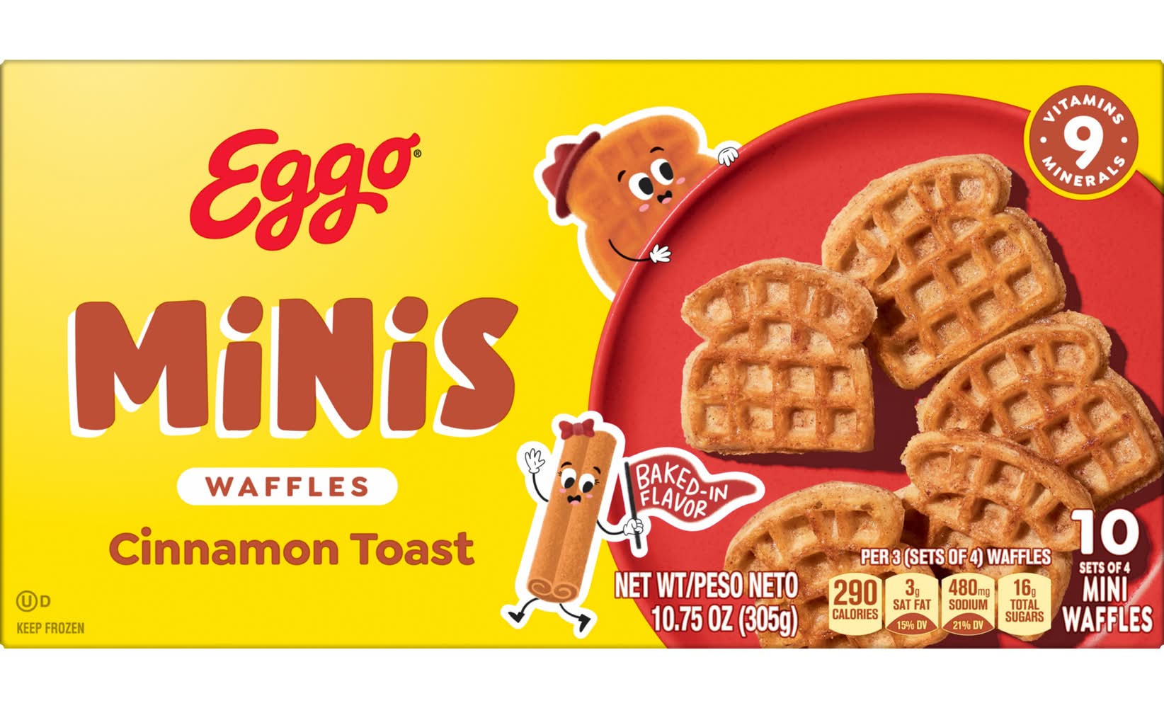 Eggo Minis Frozen Waffles, Cinnamon Toast (10.75 oz, 10 ct)