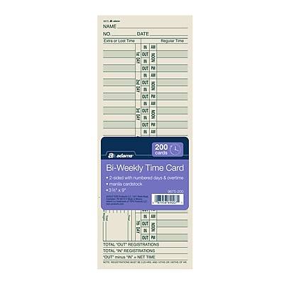 Adams Time Cards, 200/Pack (ABF 9675-200)