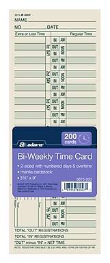 Adams Time Cards, 200/Pack (ABF 9675-200)