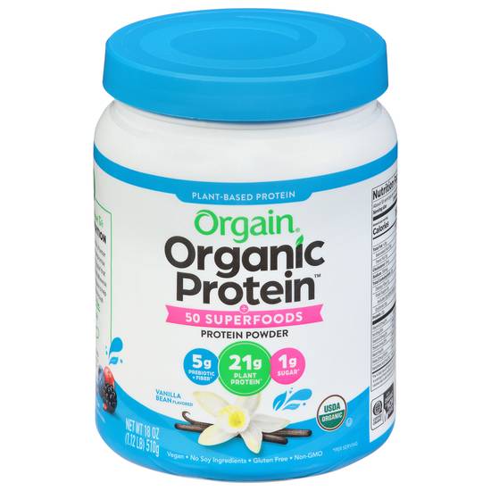 Orgain Organic Protein Vanilla Bean Flavored Protein Powder ( 18 oz )