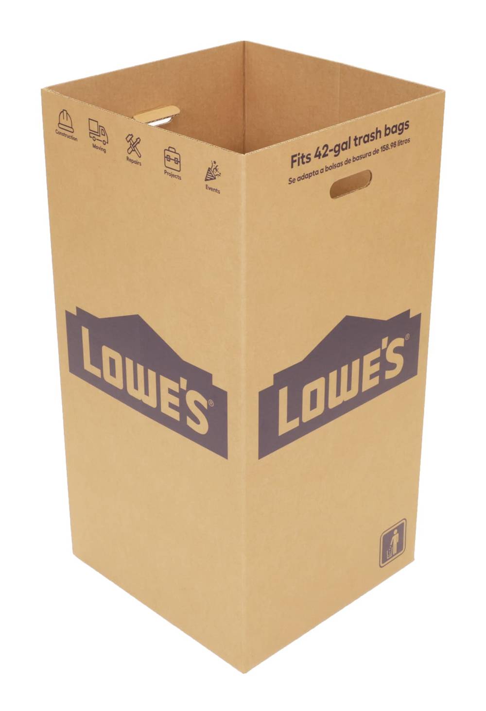 Lowe's Disposable 42 Gallon Brown Corrugated paper Indoor/Outdoor Lidless Trash Can | 83570
