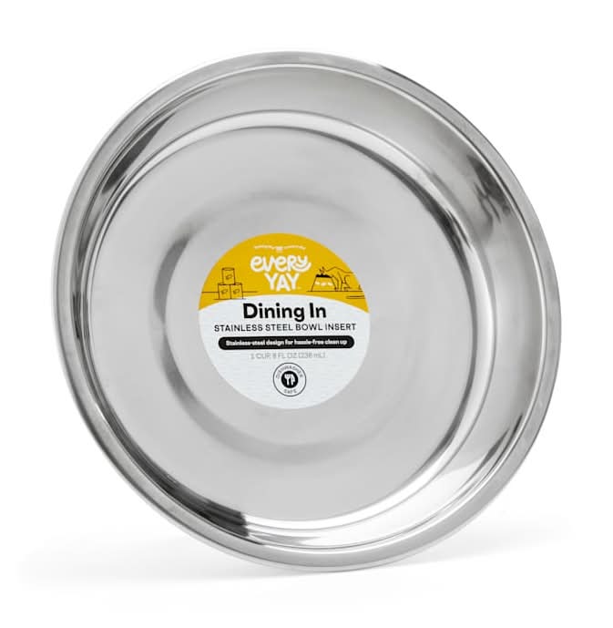 EveryYay Dining in Stainless Steel Bowl Insert For Cats 8 fl oz, Silver