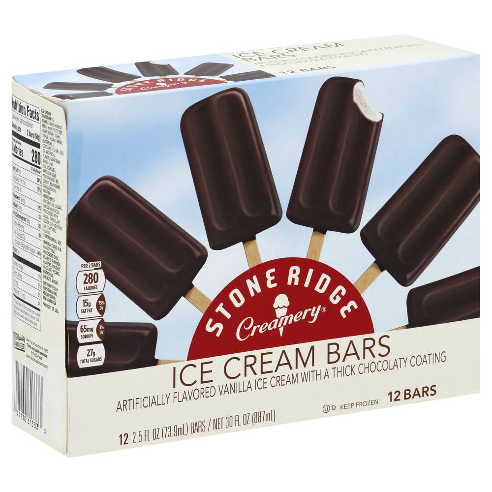 Stone Ridge Creamery Vanilla & Chocolate Ice Cream Bars (12 x 2.5 fl oz)