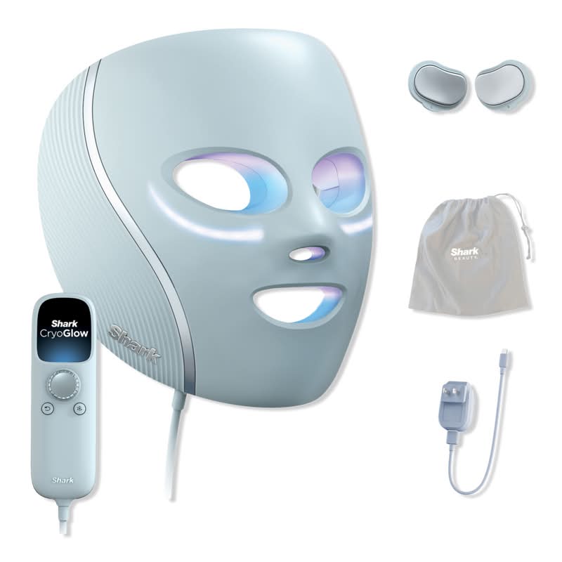 Shark Beauty CryoGlow Red Blue & Infrared iQLED Face Mask & Under Eye Cooling Blue