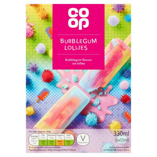 Co-Op Bubblegum Lollies 6 X 55ml (330ml)