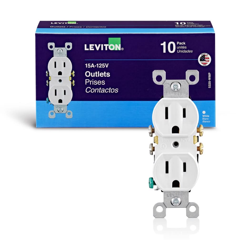 Leviton 15 Amps 125 V Duplex White Outlet 5-15R 10 Pk