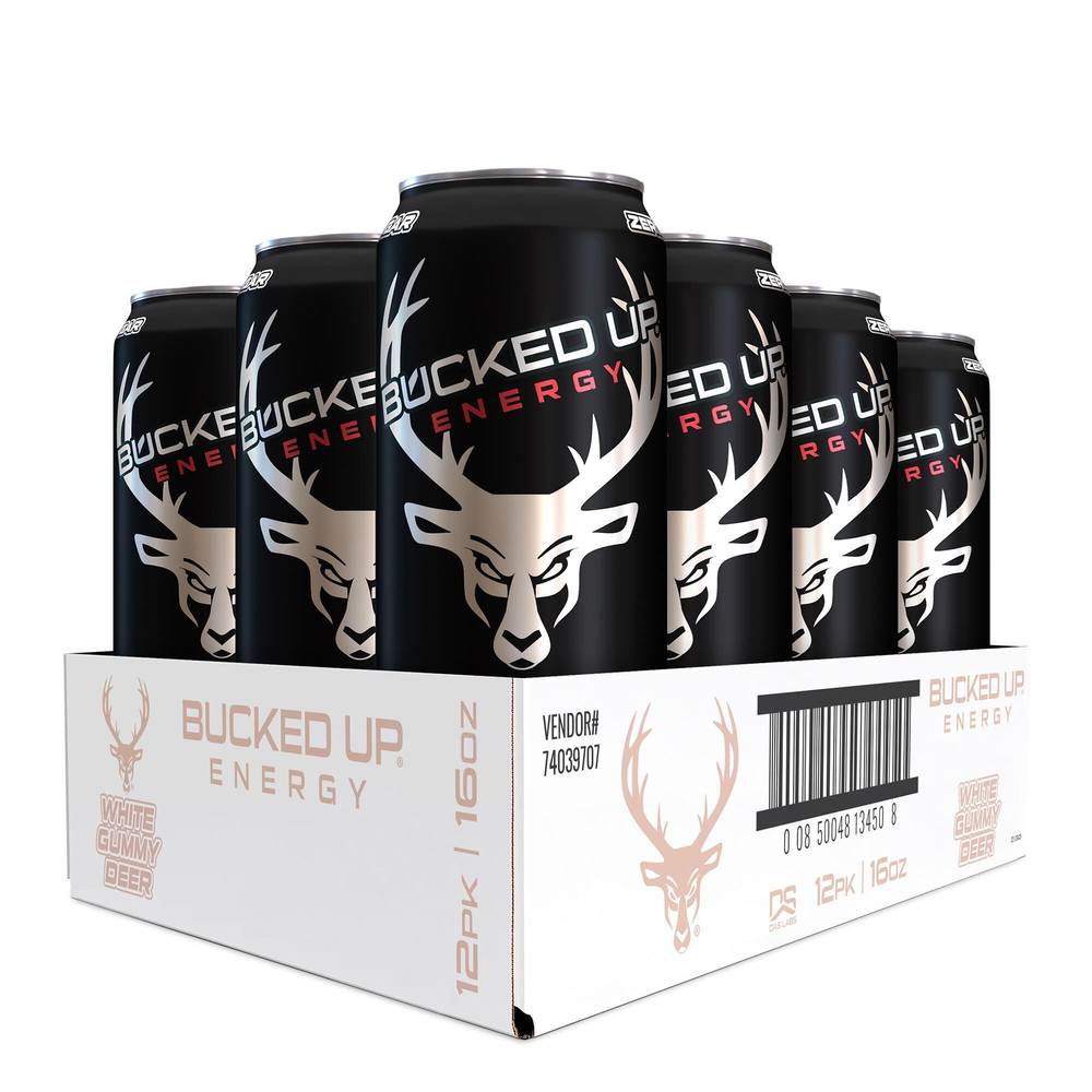 Bucked Up Energy Drink (12 pack, 16 fl oz) (white gummy deer)