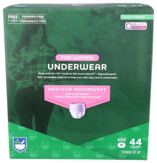 Rite Aid Pharmacy Women's Underwear, Maximum Absorbency, Size M - 44 Count