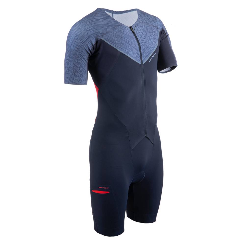 TRAJE DE TRIATLÓN DE HOMBRE LARGA DISTANCIA NEGRO/AZUL VAN RYSEL (Azul, S)