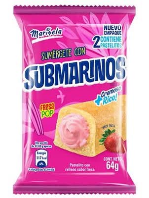 Pastel Submarinos Fresa 64 g