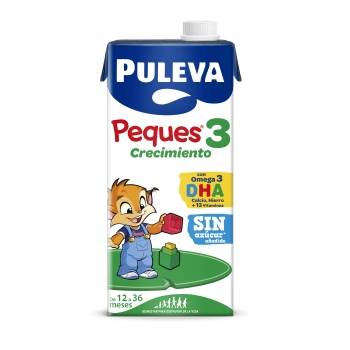 Preparado lácteo infantil de crecimiento de 12 a 36 meses Puleva Peques 3 sin gluten y sin azúcar añadido brik 1 l.