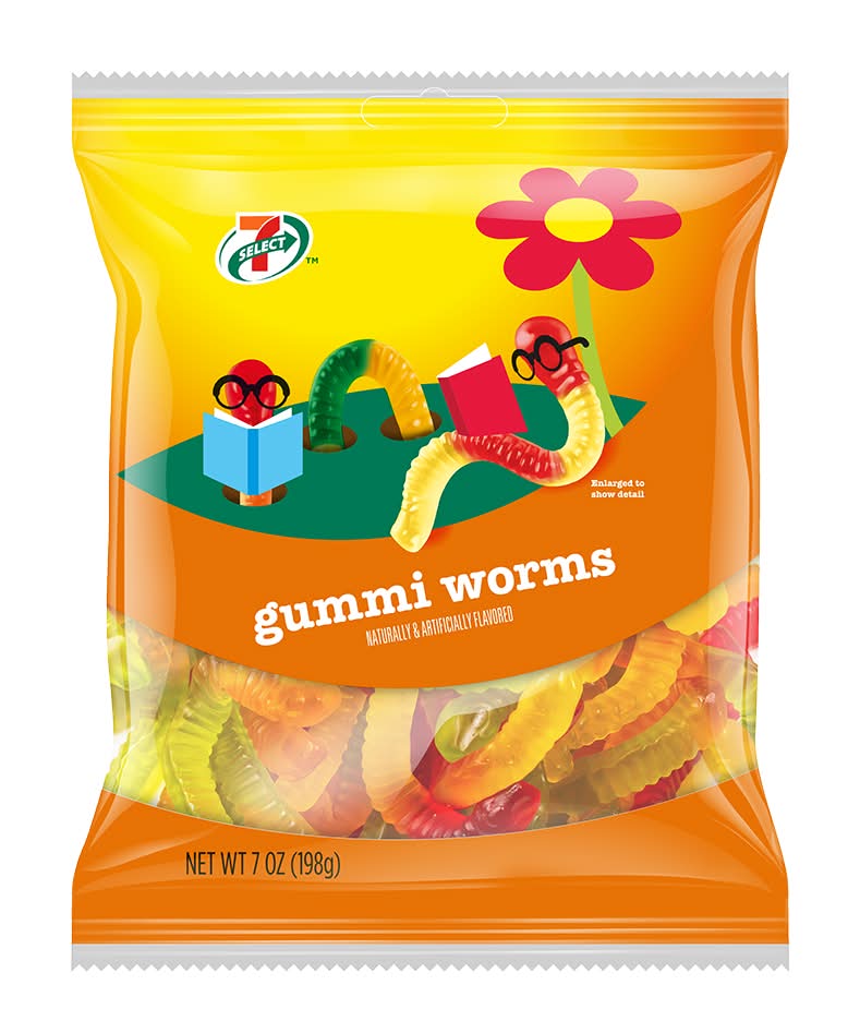 7-Select Assorted Flavor Gummi Worms, Assorted (7 oz)