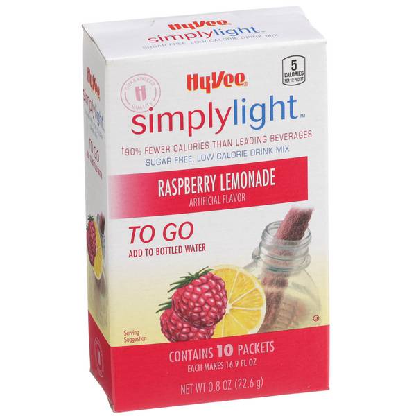 Hy-Vee Simply Light Raspberry Lemonade To Go Drink Mix 10Ct