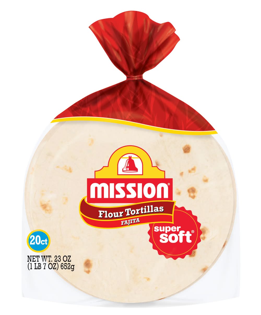 Mission Super Soft Fajita Flour Tortillas (23 oz, 20 ct)