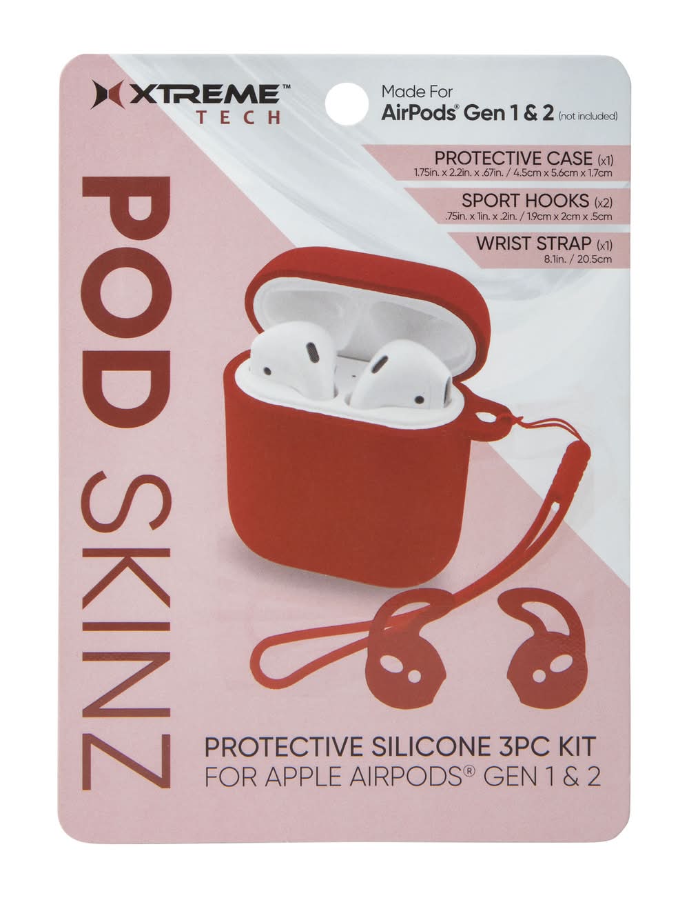 Pod Skinz Silicone Accessories For Airpods® 3-Piece Set Red