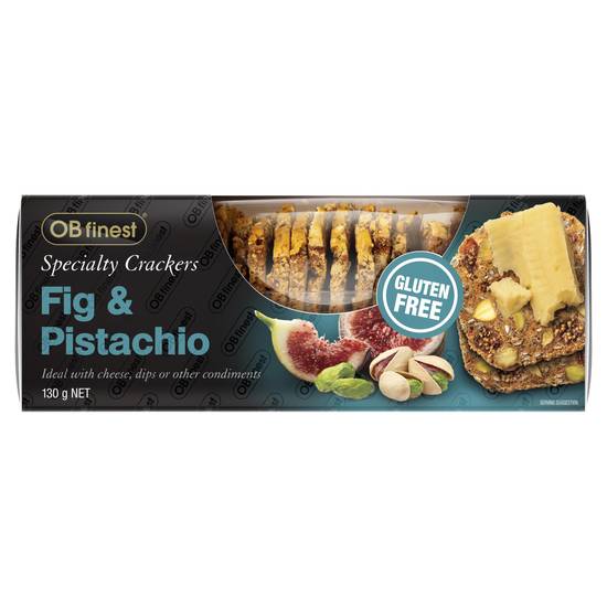 Ob Finest Gluten Free Speciality Crackers Fig & Pistachio 130g