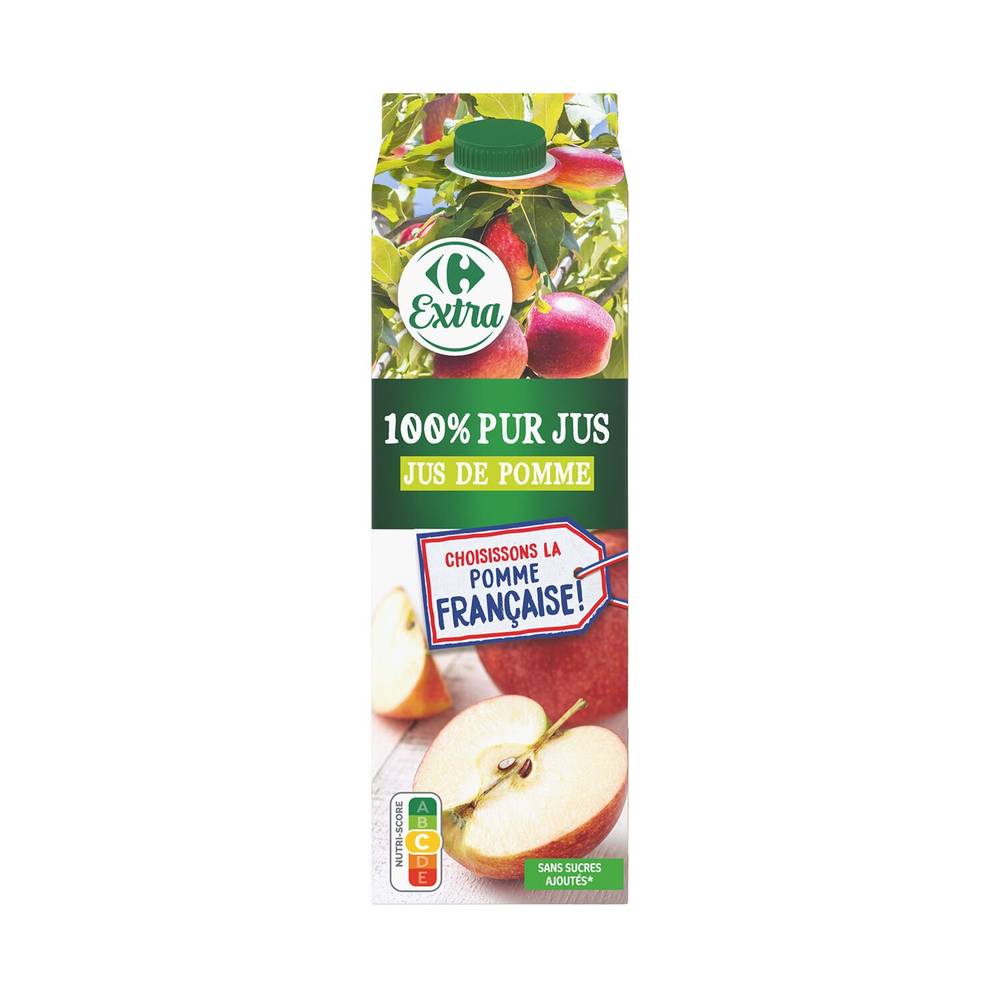 Jus de pomme 100% pur jus CARREFOUR EXTRA - La brique de1L