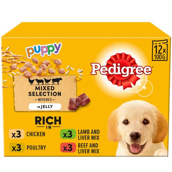 Pedigree Puppy Wet Dog Food Pouches in Jelly 12 pack