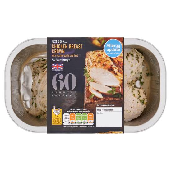 Sainsbury's Just Cook British Chicken Breast Garlic Crown 520g