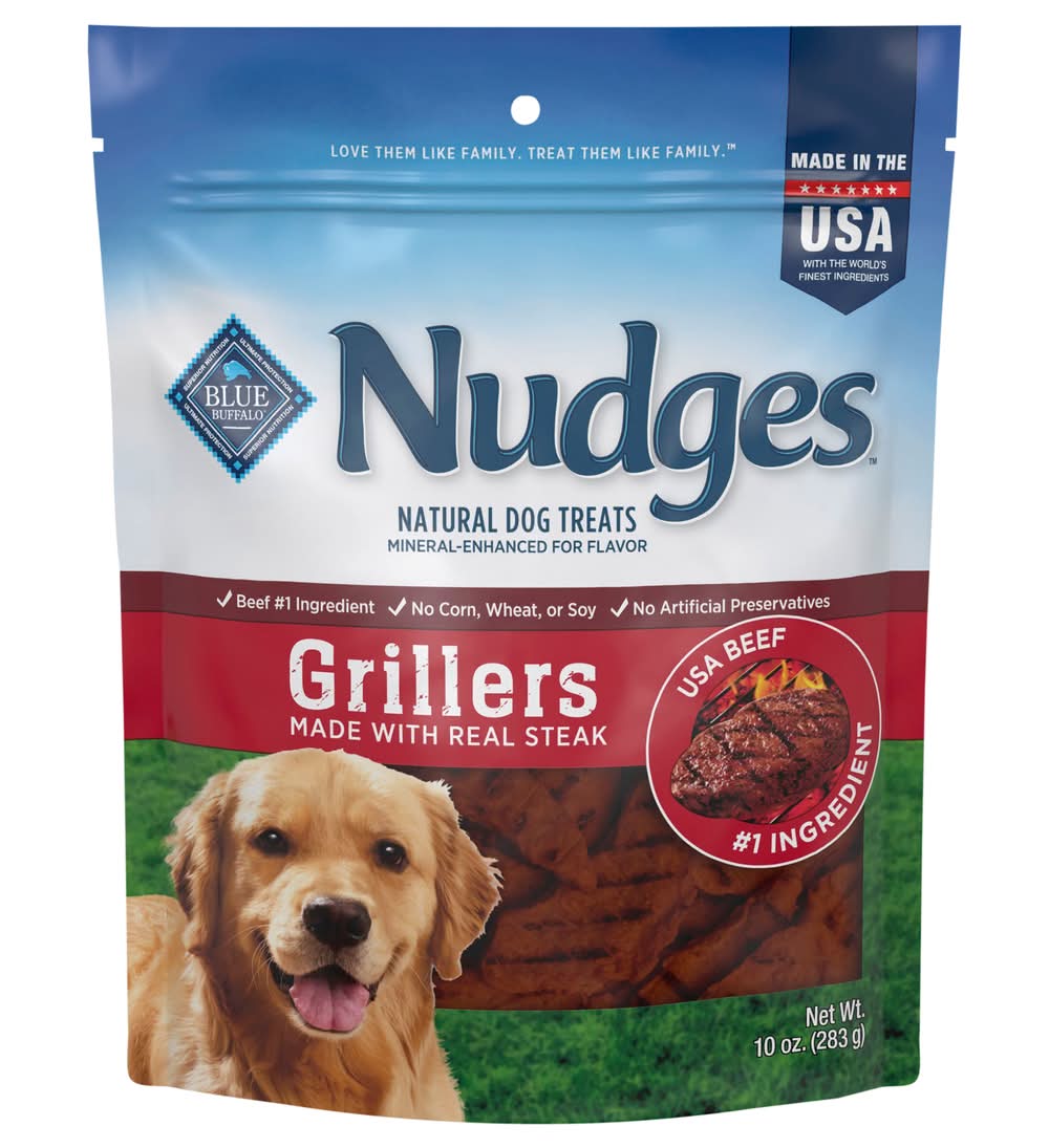 Blue Buffalo Nudges Grillers Natural Dog Treats, Steak (10 oz)
