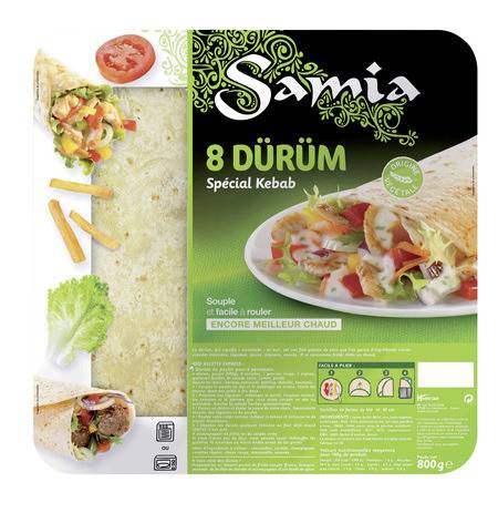 Tortillas Dürüm spécial kebab SAMIA - le paquet de 8 - 800 g