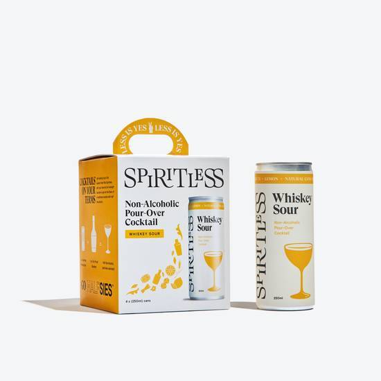 Spiritless Non-Alcoholic Pour-Over Cocktail, Whiskey Sour (4 x 8.4 fl oz)