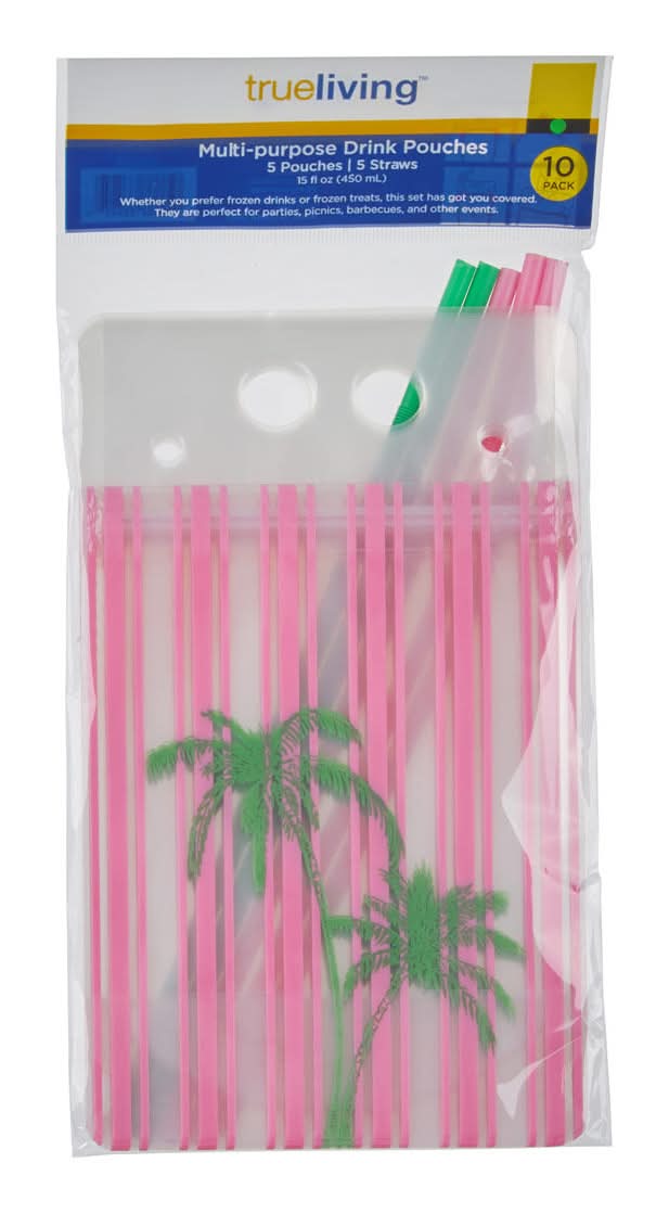 True Living Palm Print Multi-Purpose Drink Pouches 15 Fl Oz 10 Ct