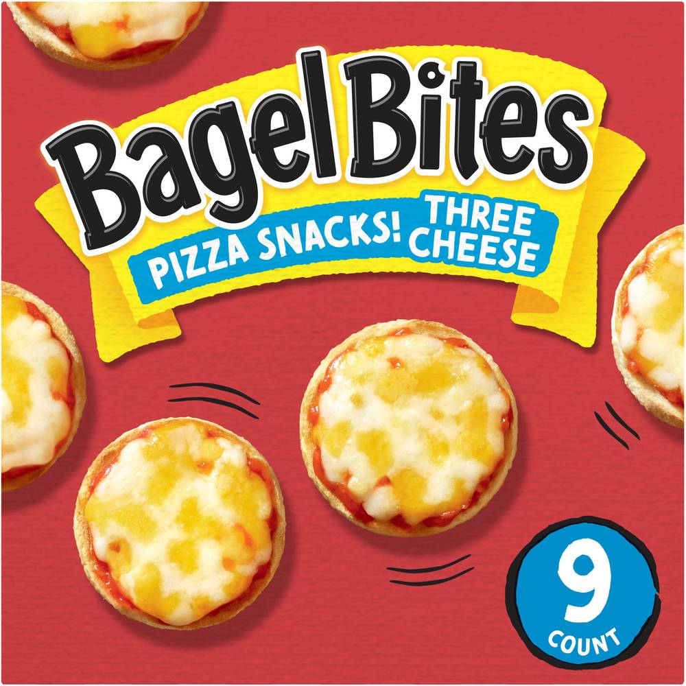 Ore-Ida Bagel Bites Three Mini Pizza Bagel Frozen Snacks, Cheese (7 oz, 9 ct)