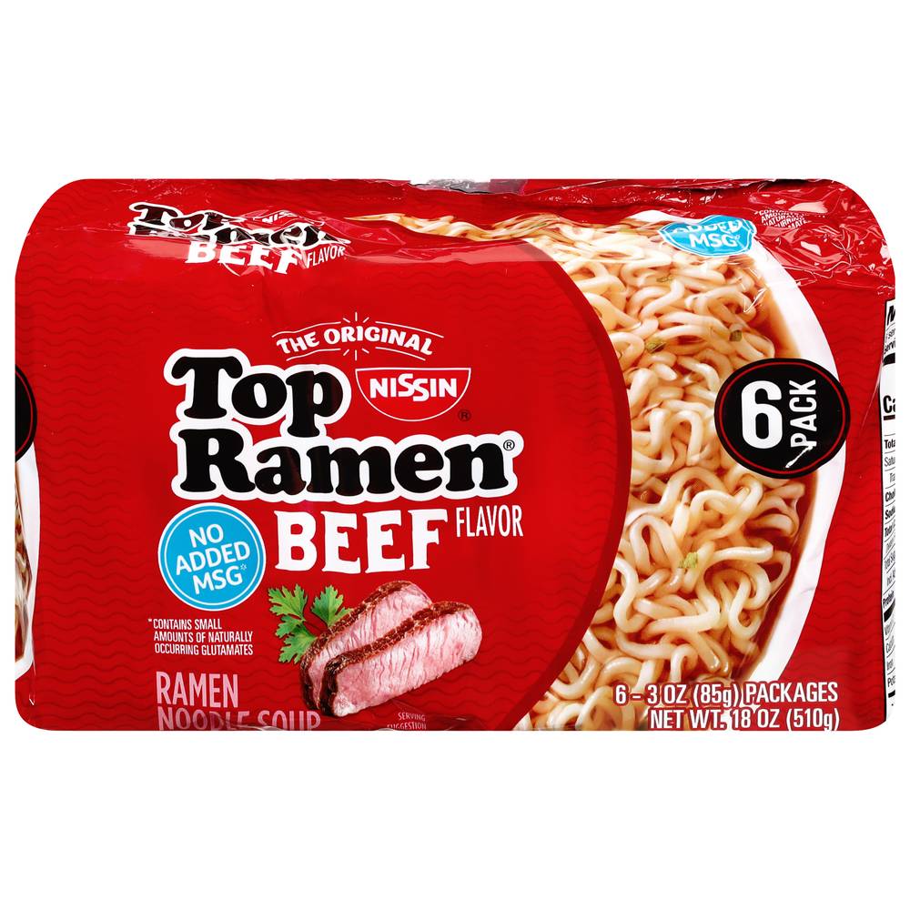 Nissin Top Ramen Beef Flavor Noodle Soup (1.12 lbs, 6 ct)