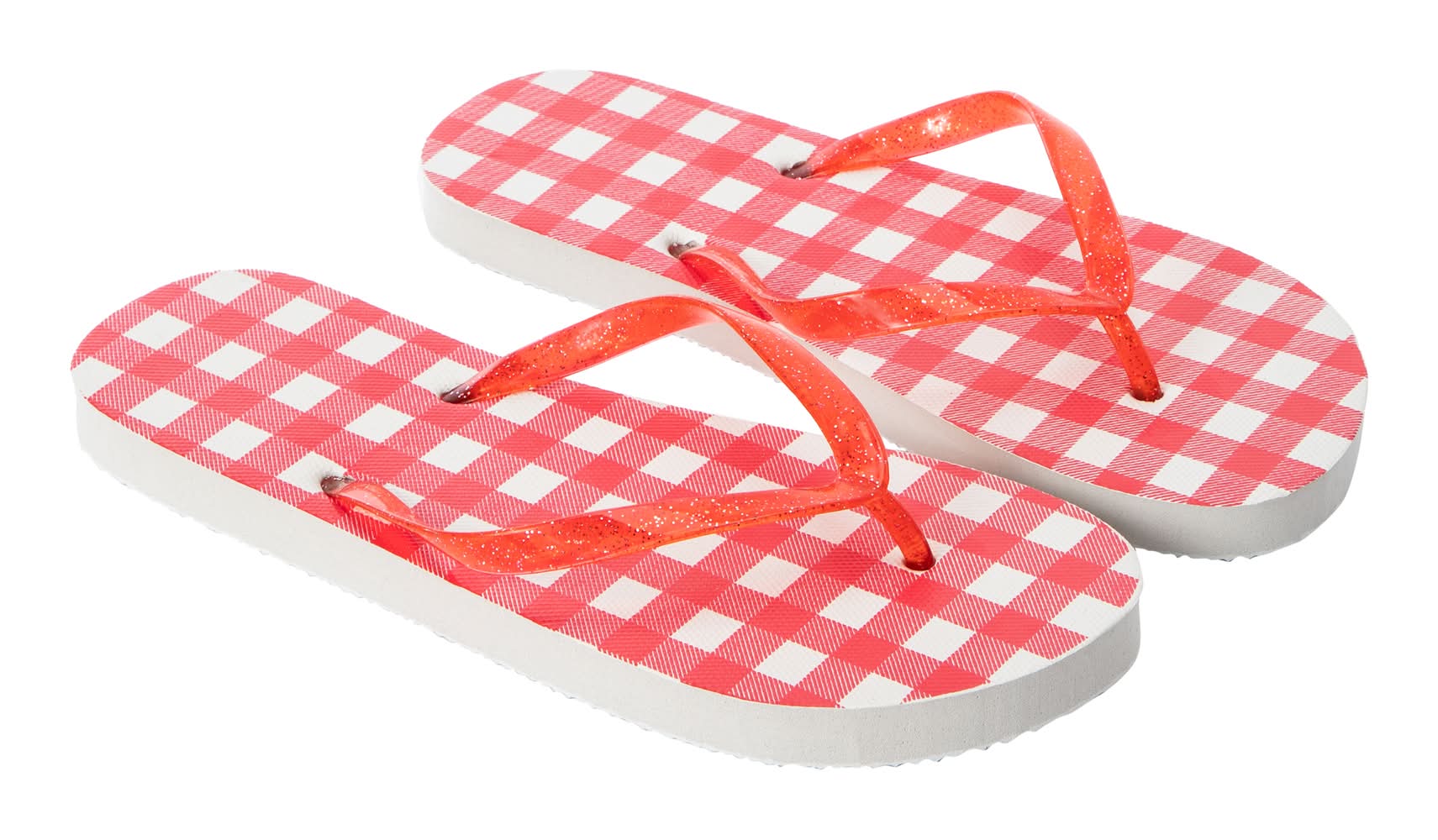 Juniors Printed Flip Flops Medium Red Gingham