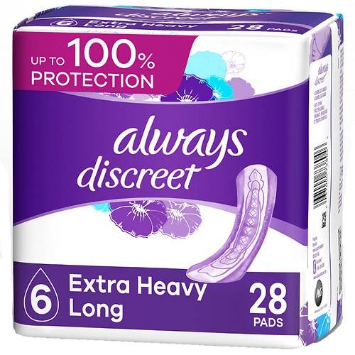 Always Discreet Extra Heavy Long Incontinence Pads Long Length - 45.0 ea