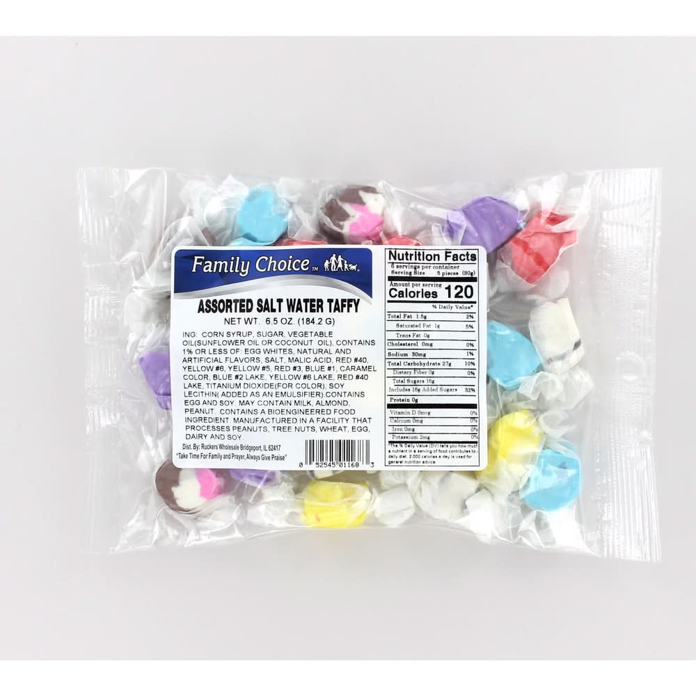 Family Choice Assorted Salt Water Taffy Candy 6.5 Oz