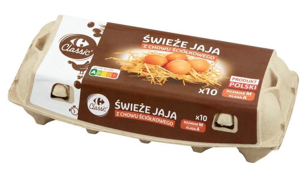 Carrefour Classic Świeże jaja z chowu ściółkowego M 10 sztuk