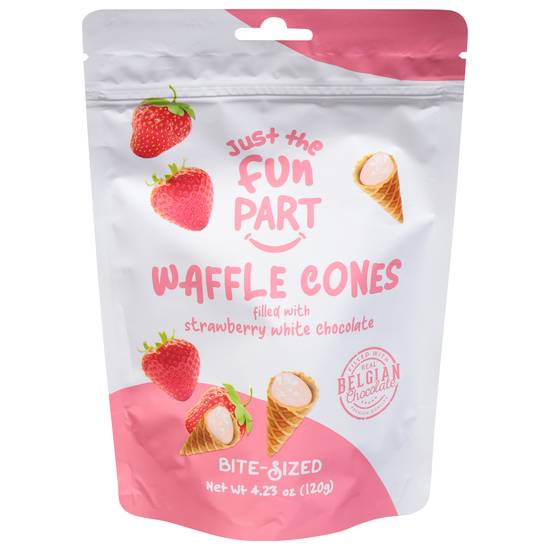 Just the Fun Part Bite-Sized Waffle Cones (strawberry, white chocolate)