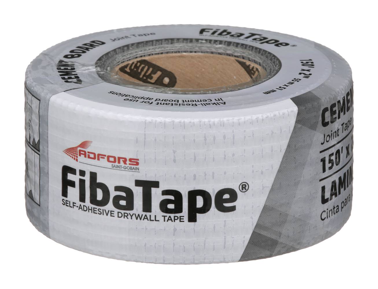 FibaTape Self-Adhesive Cement Board Drywall Tape, 2 In x 150 Ft, Gray
