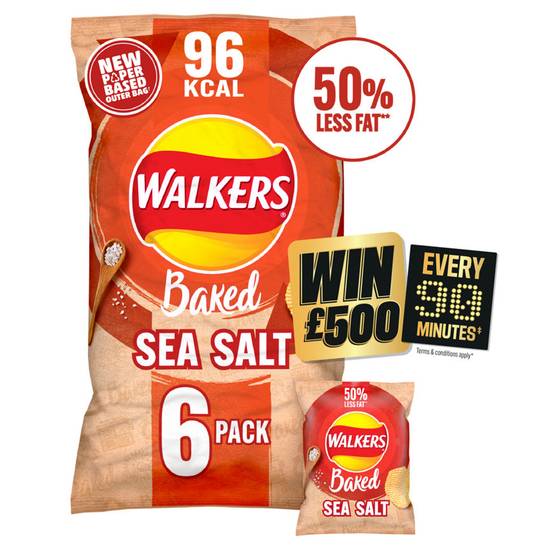 Walkers Baked Ready Salted Crisps 6pk