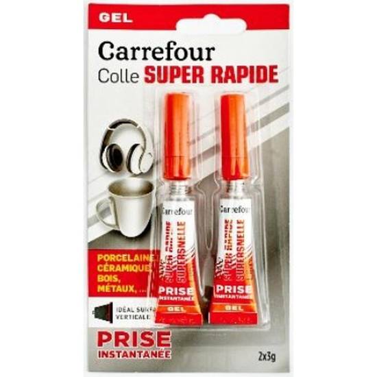 Colle instantatnée gel 2x3g CARREFOUR - les 2 tubes de 3g