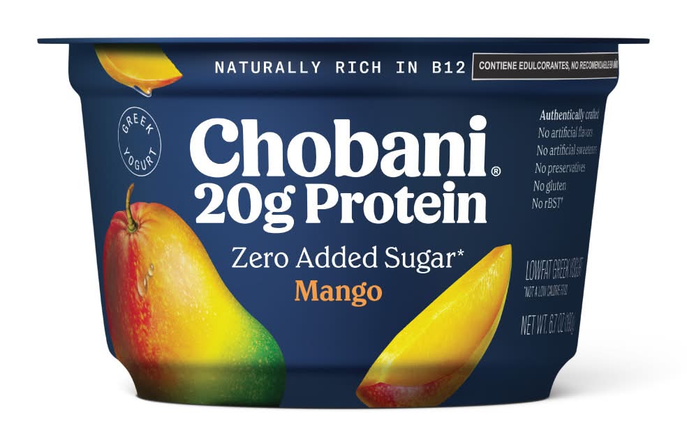 Chobani · Yogurt griego sin azúcar con 20g de proteína, mango (190 g)