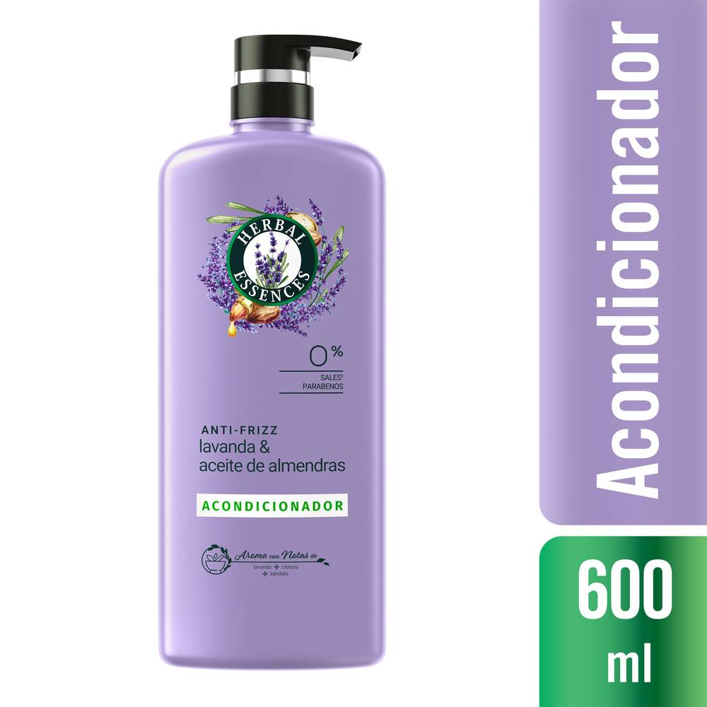 Herbal Essences · Acondicionador anti-frizz lavanda & aceite almendras (600 ml)