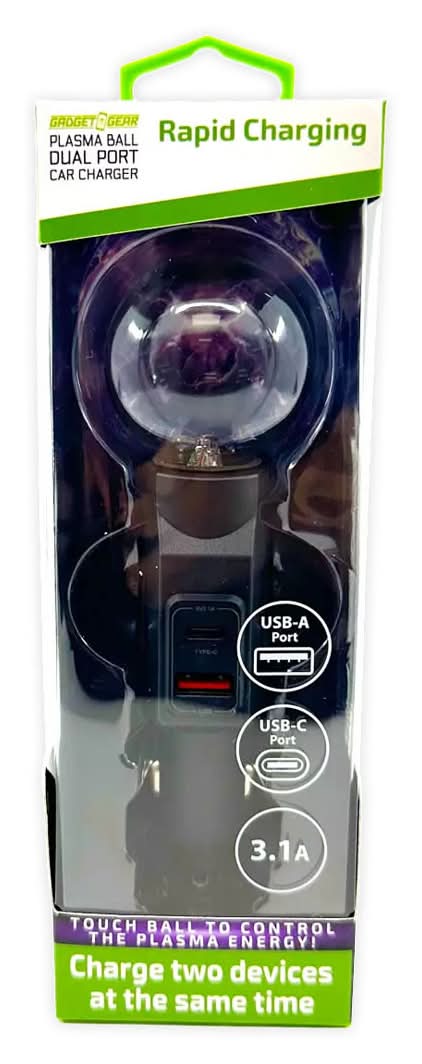 Gadget Gear Plasma Ball Dual Port Car Charger 3.1 Amp