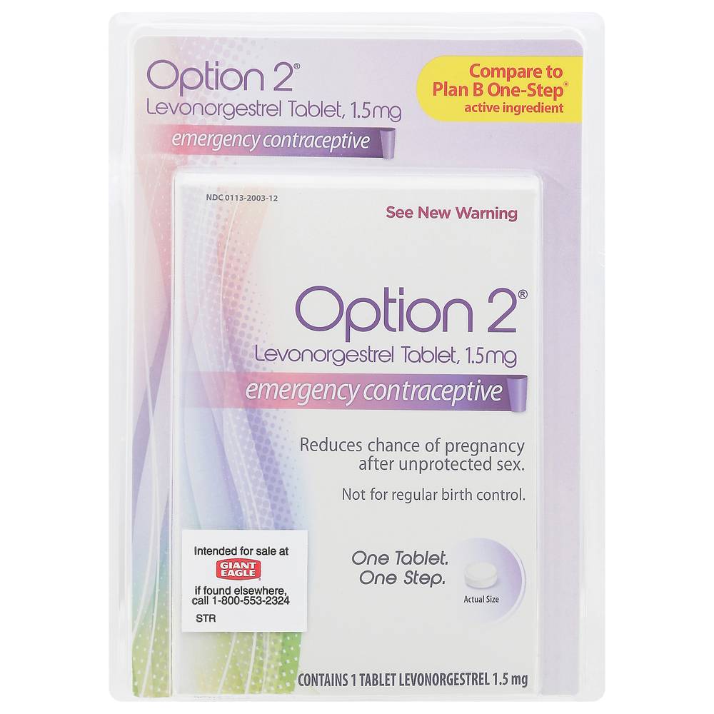 Option 2 Emergency Contraceptive 1.5mg Levonorgestrel Tablet