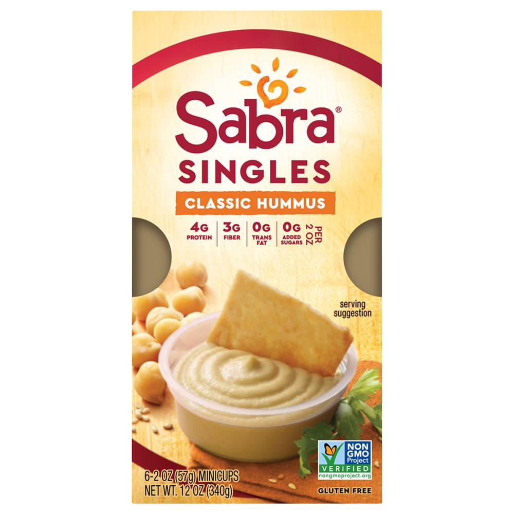 Sabra Gluten Free Singles Classic Hummus (6 ct)