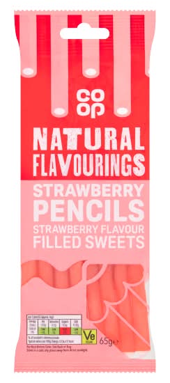 Co-op Strawberry, Natural Flavourings Fizzy Favourite Pencils (65g)