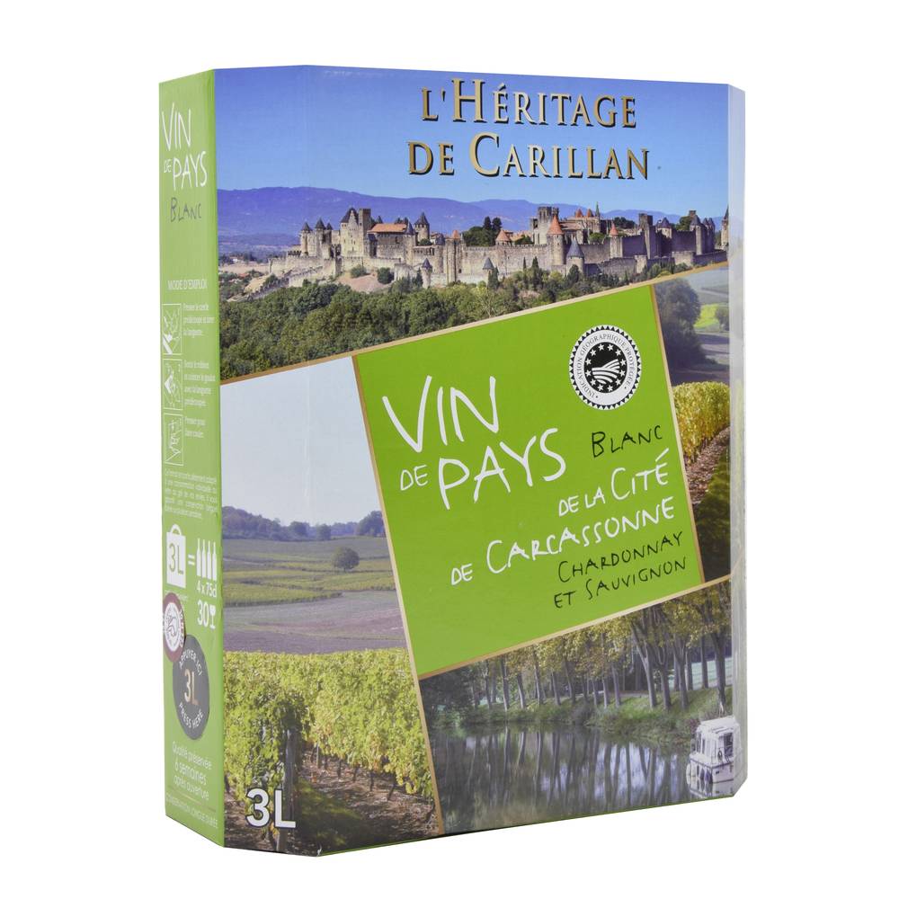 L'Héritage de Carillan - Vin blanc pays de la cité de carcassone (4 x 750ml)