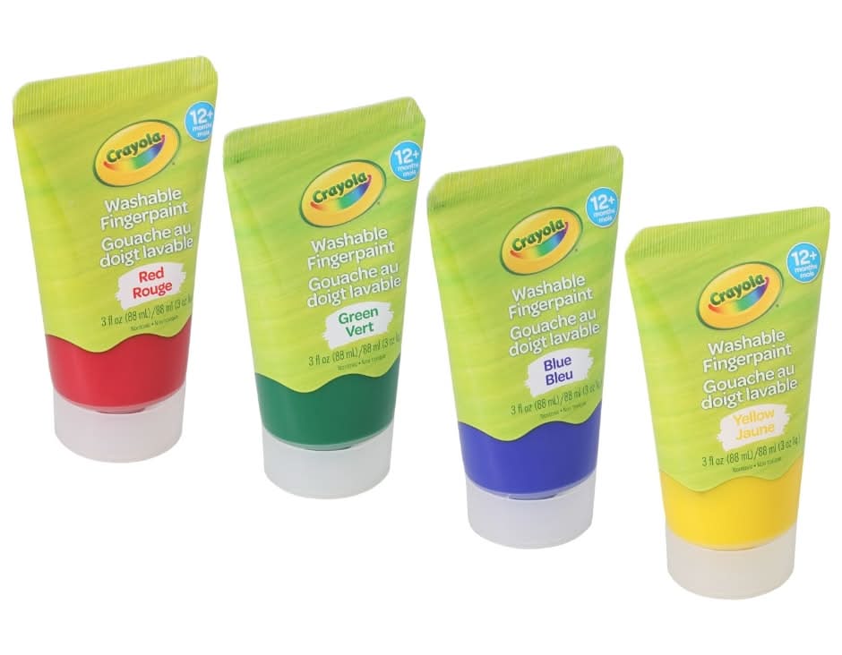 Crayola Washable Finger Paints 12 M+, Assorted (4 x 3 fl oz)