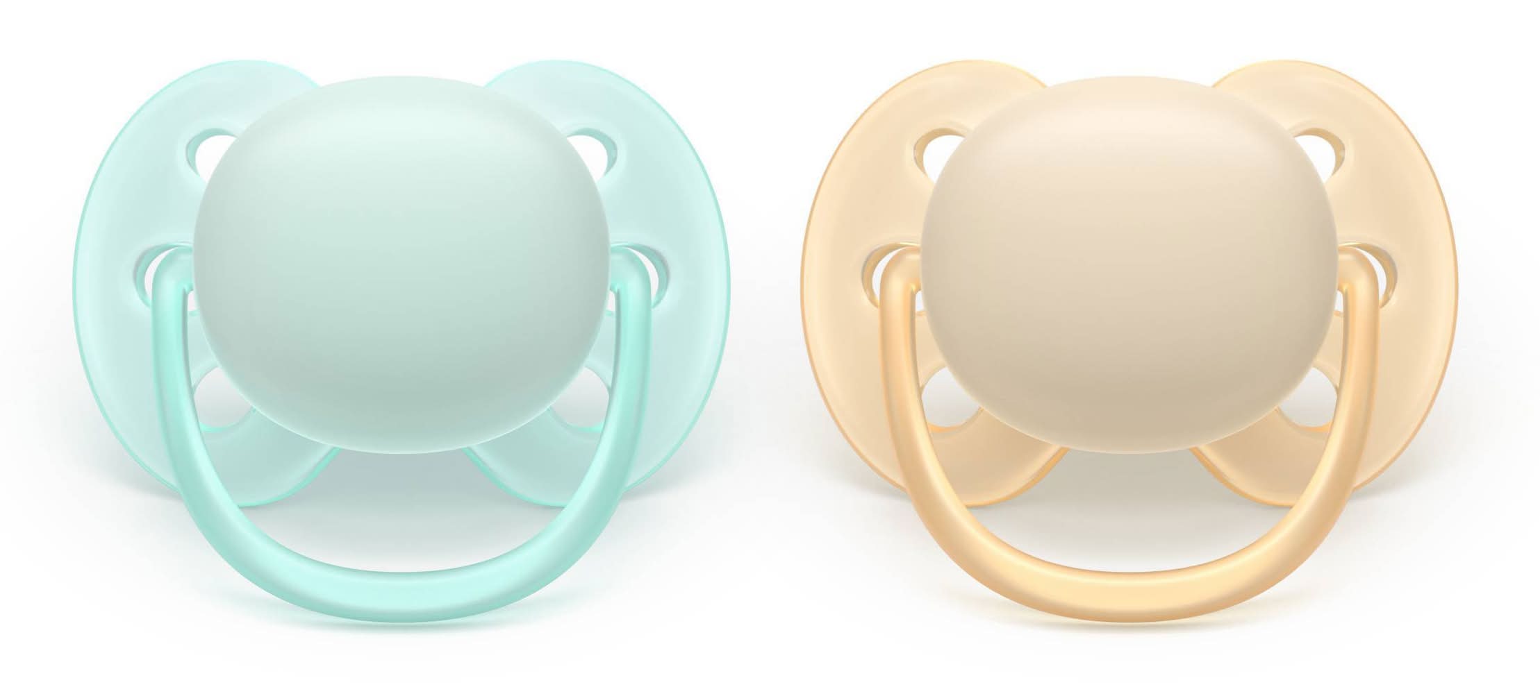 Philips Avent Ultra Soft Pacifiers, 0-6 Months, Sand-Pale Mint