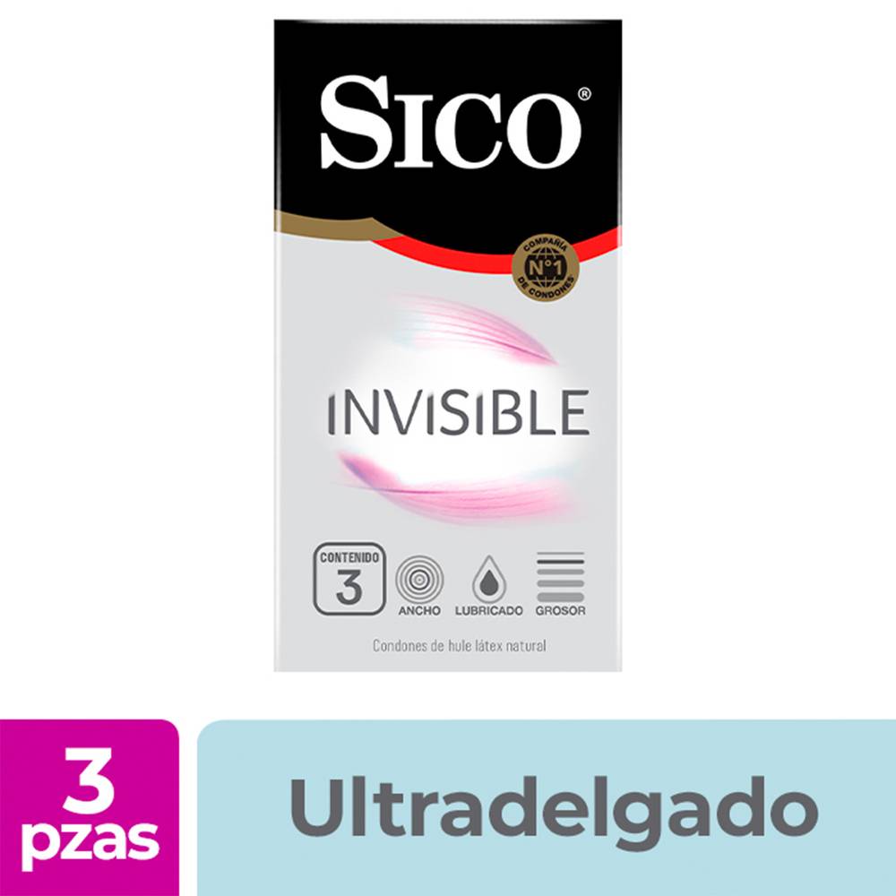 Sico condones de látex invisible (caja 3 piezas)