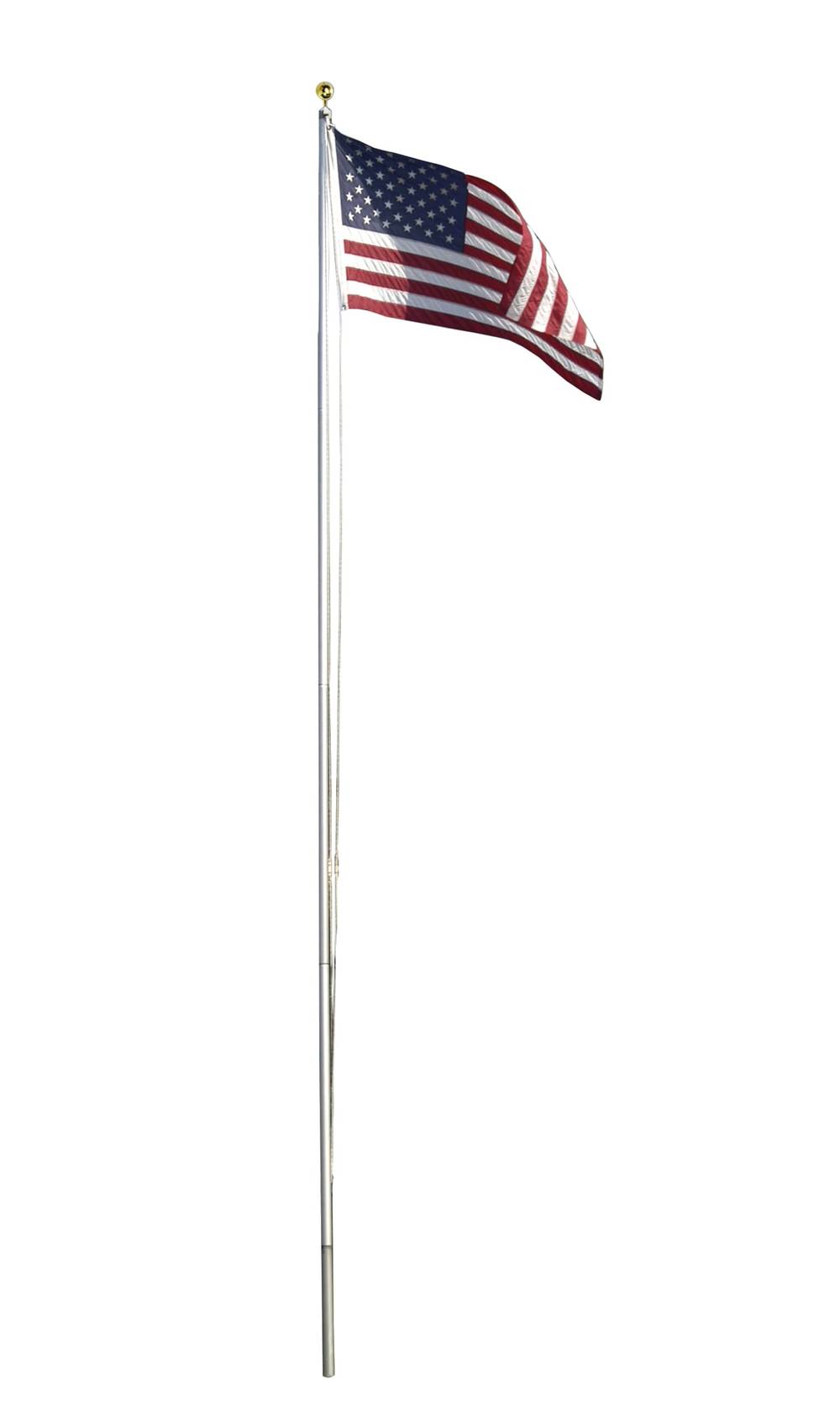 20ft Residential In-Ground U.S. Flag Kit - 3ftx5ft Nylon Flag Included | AFP20F